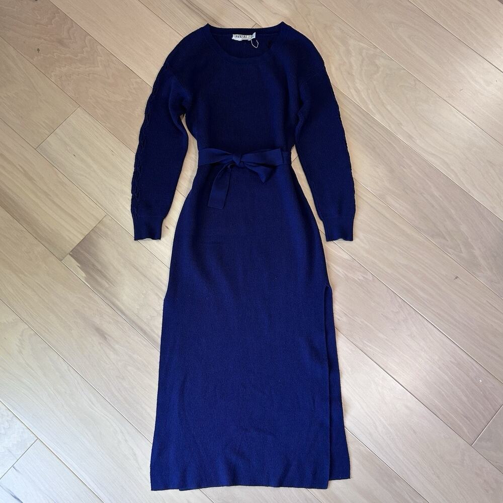Sovere Ease Knit Sweater Blue Dress Long Sleeve Women’s USA XS